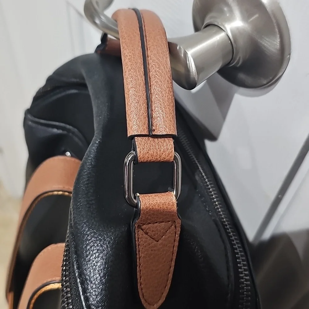 Two-Tone Black and Brown Backpack